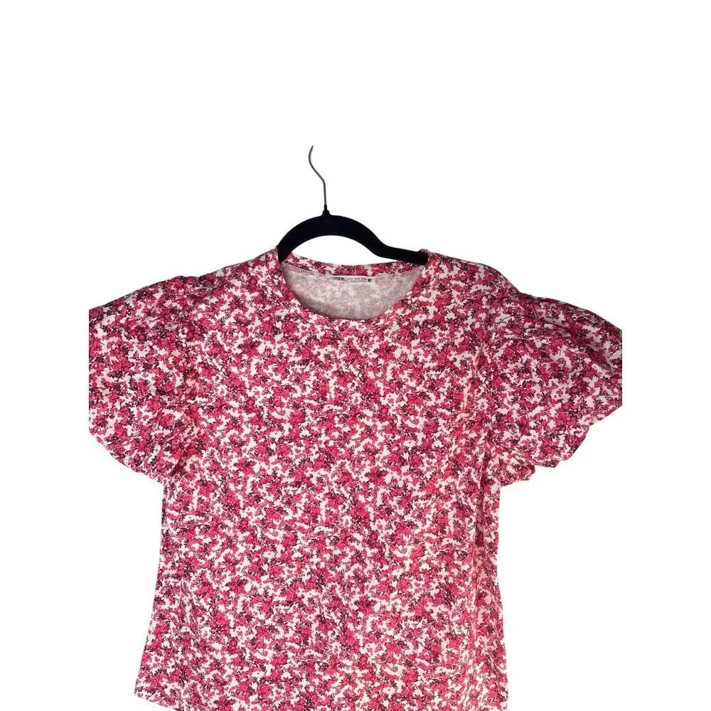 2/$30 ZARA Medium Floral Print Top With Puff Sleeves